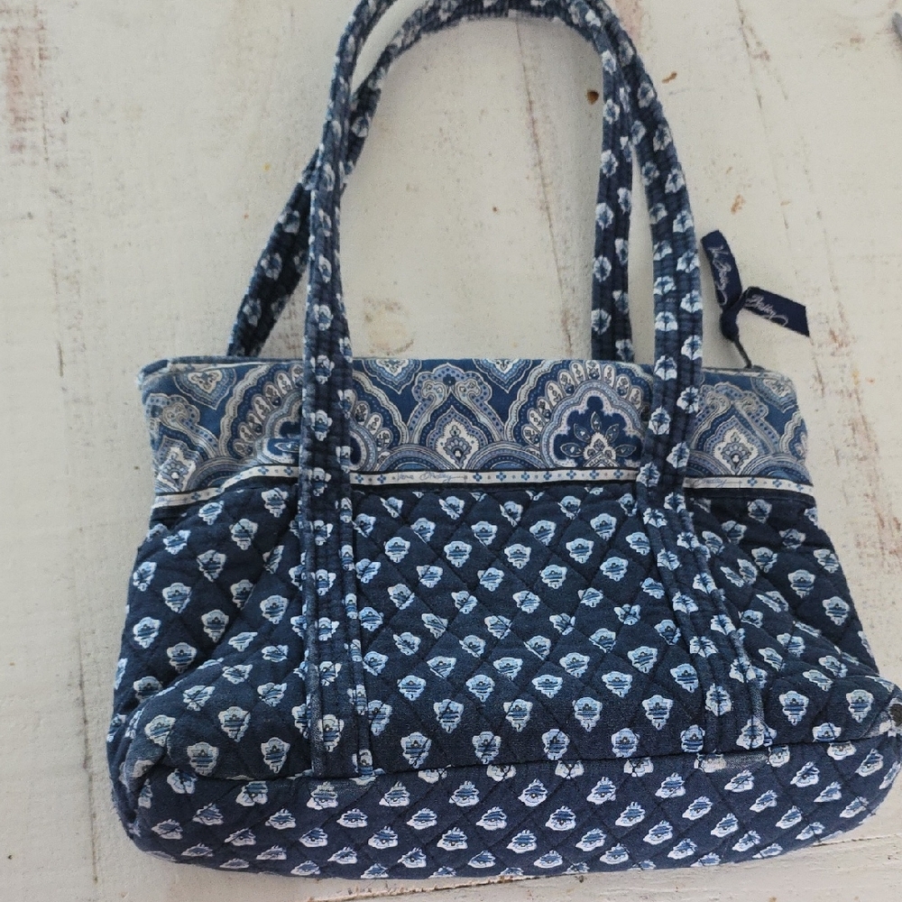 Vera Bradley Blue Quilted Shoulder Bag with Braided Straps